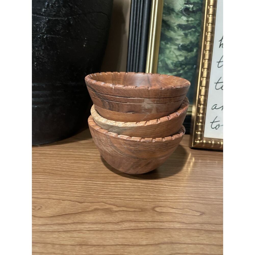 Rustic Wooden Mini Bowls Small Snack Bowls Set of 3